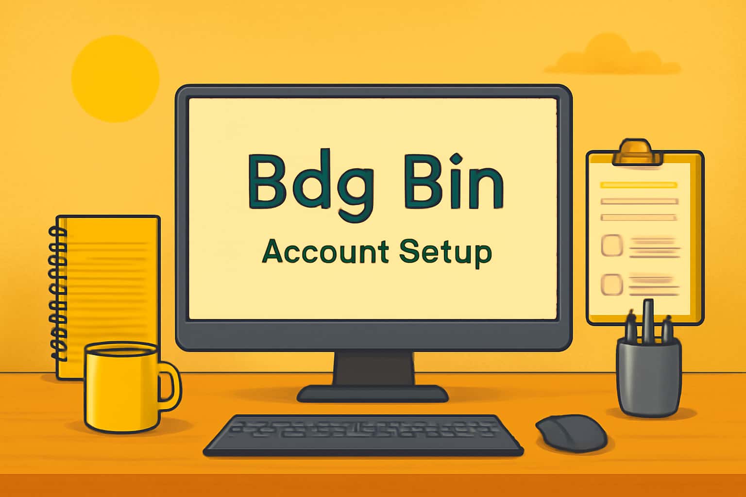 A professional scene depicting the Bdg Bin account setup process.