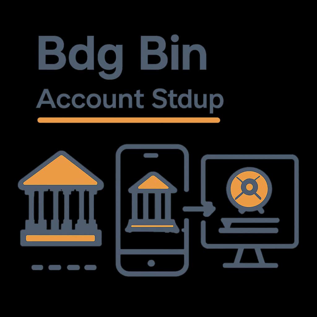 Illustration detailing the steps for setting up a Bdg Bin account.