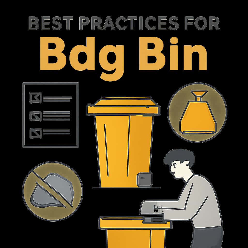 An educational illustration outlining best practices for using Bdg Bin.