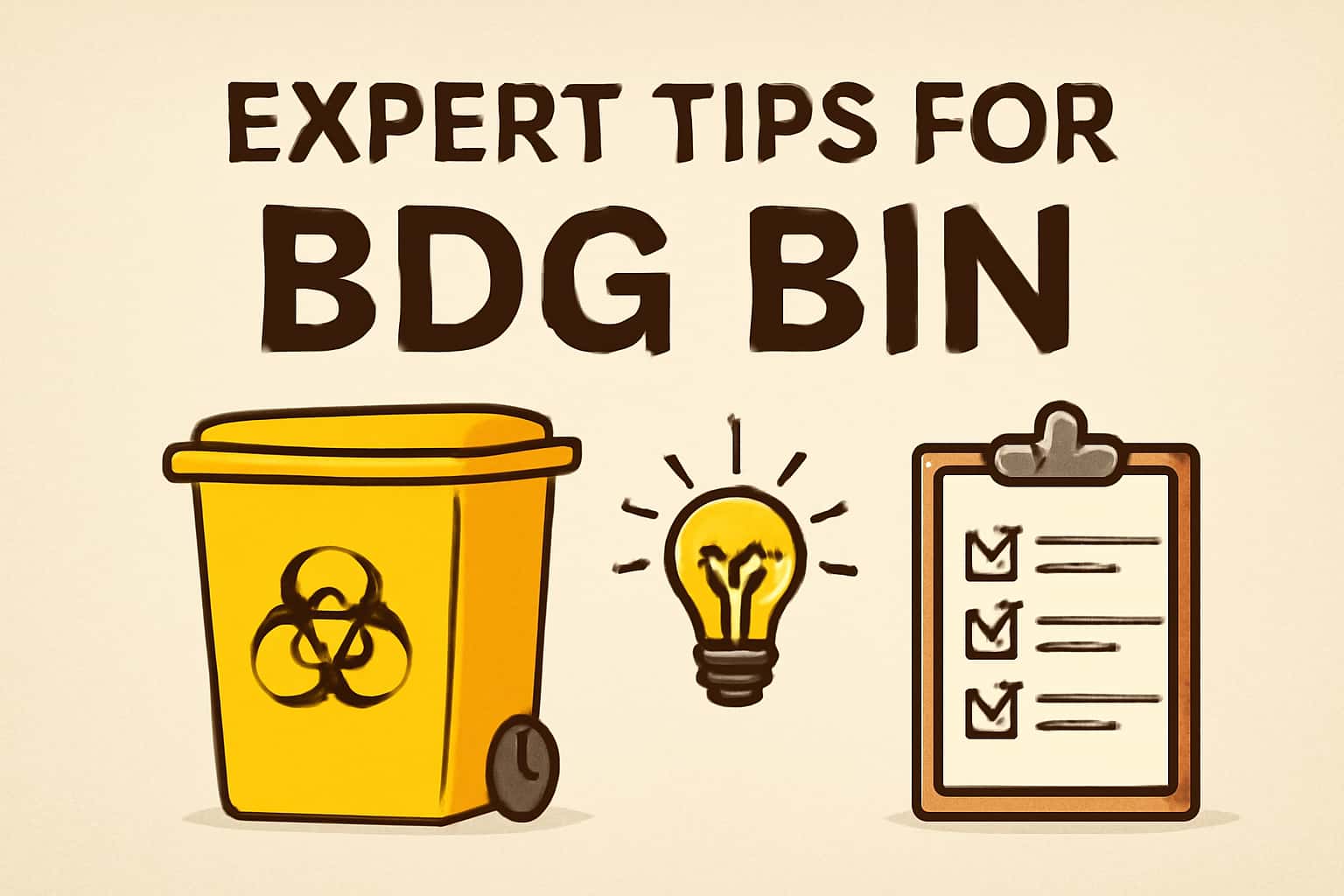 A neutral-themed informational graphic about Expert Tips for Bdg Bin.