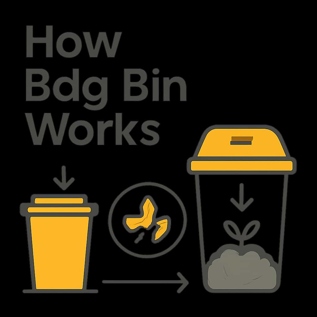 An educational diagram illustrating the functionalities of the Bdg Bin platform.