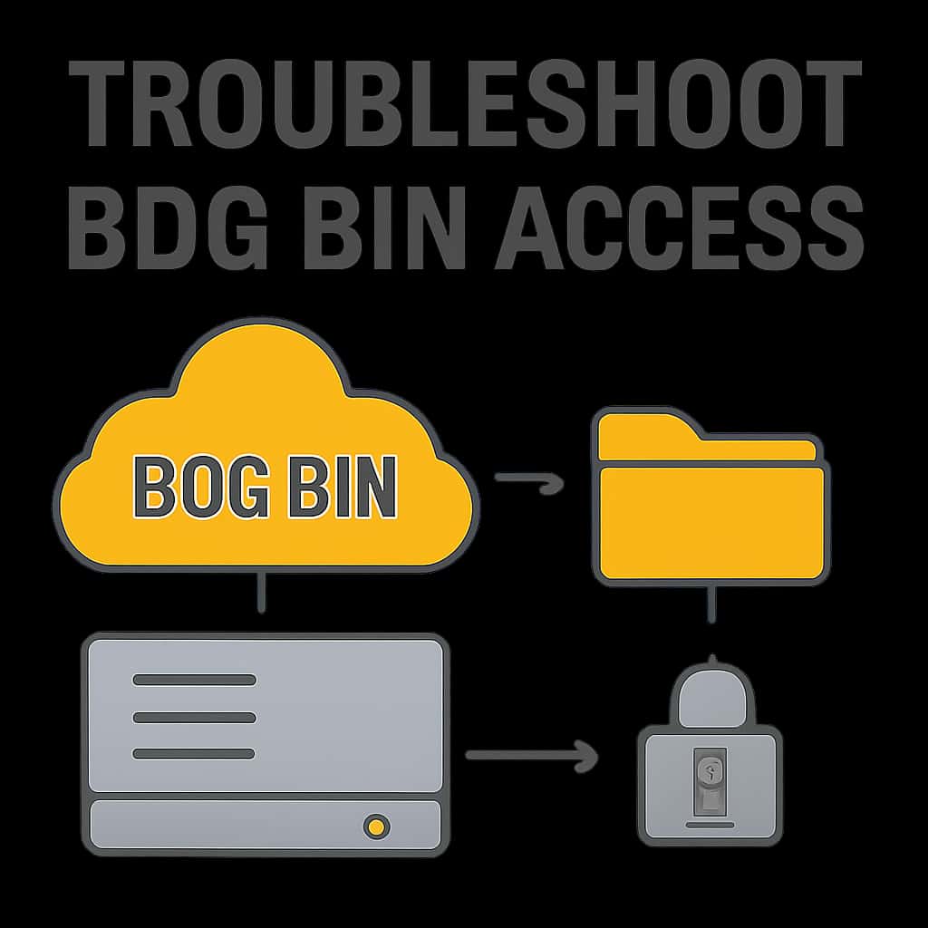An educational diagram illustrating Bdg Bin access troubleshooting steps.